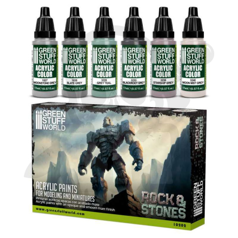 Green Stuff Paint Set - Rock & Stone - farby 6szt.