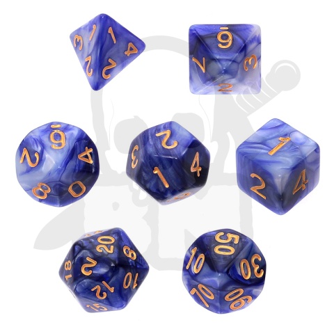 Kości RPG 7 szt. Dwukolorowe - Fioletowo-srebrne K4 6 8 10 12 20 i 00-90