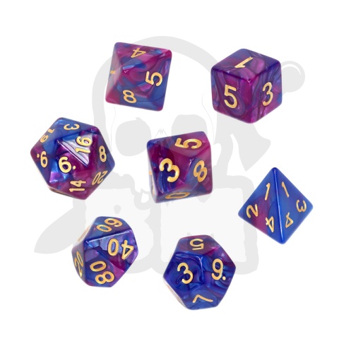 Kości RPG 7 szt. Dwukolorowe - Granatowo-fioletowe K4 6 8 10 12 20 i 00-90