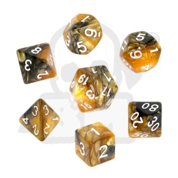 Kości RPG 7 szt. Dwukolorowe - Czarno-złote K4 6 8 10 12 20 i 00-90