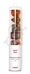 Kości RPG 7 szt. Dwukolorowe - Karminowo-czarne K4 6 8 10 12 20 i 00-90