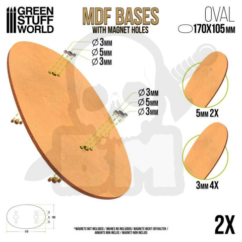 MDF Bases - Oval 170x105mm 2 szt. podstawki pod figurki
