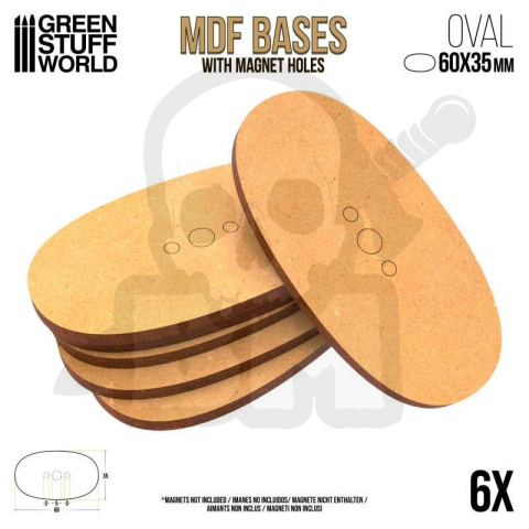 MDF Bases - Oval 60x35 mm 6 szt. podstawki pod figurki
