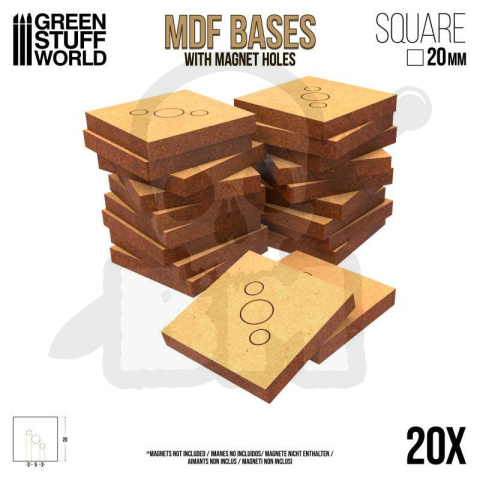 MDF Bases - Square 20 mm 20 szt. podstawki pod figurki