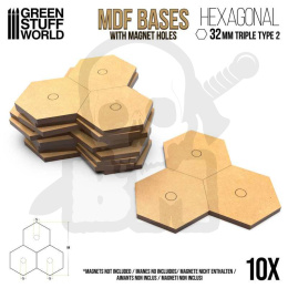 MDF Triple Hex bases 32mm - Type 2 podstawki x10