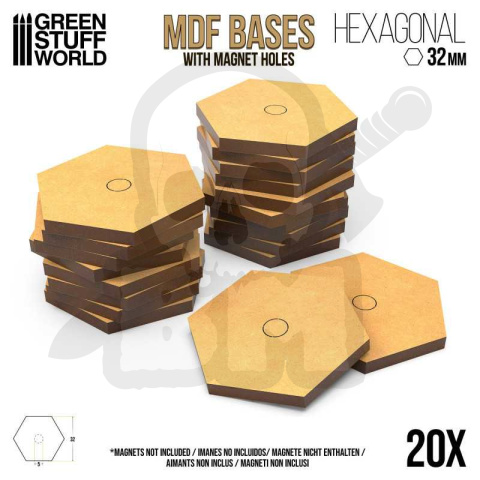 MDF Battletech Hex Bases - 32mm podstawki pod figurki 20szt.