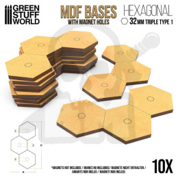 MDF Triple Hex bases 32mm - Type 1 x10