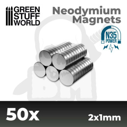 Magnesy neodymowe 2x1mm N35 50 szt.