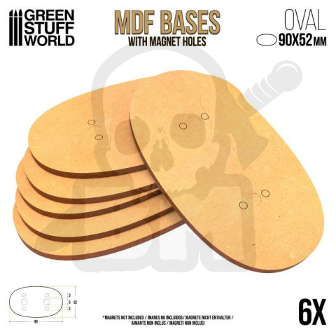 MDF Bases - Oval 90x52 mm 6 szt. podstawki pod figurki