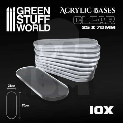 Acrylic Bases - Oval Pill 25x70mm CLEAR x10