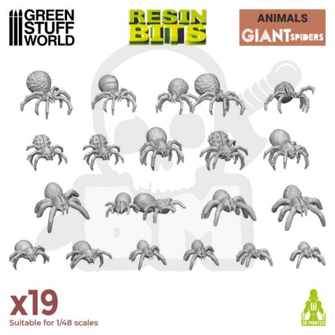 3D Printed Big Spiders - pająki 19 szt.