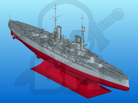 Kronprinzt WWI German Battleship (full hull & waterline) 1:700