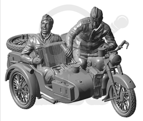 1:35 Soviet Motorcycle M-72 with sidecar and Crew