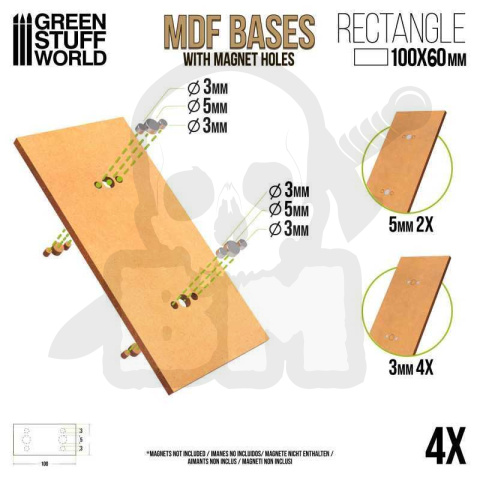 MDF Bases - Prostokąty 100x60mm podstawki pod figurki