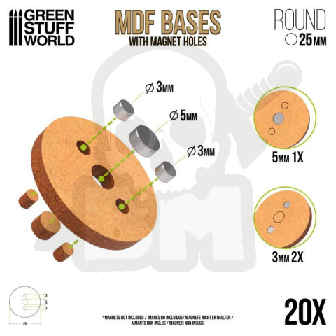 MDF Bases - Round 25 mm 20 szt. podstawki pod figurki