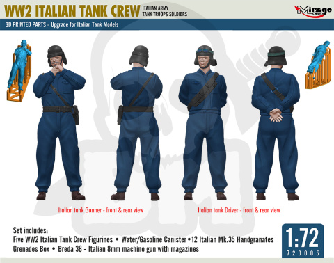 1:72 WW2 Italian Tank Crew - czołgiści i wyposażenie
