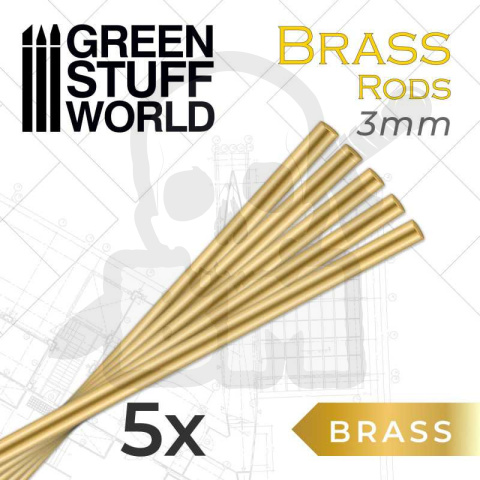 Green Stuff Brass Rods 3mm pręty 5szt.