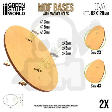 MDF Bases - Oval 90x120 mm podstawki pod figurki