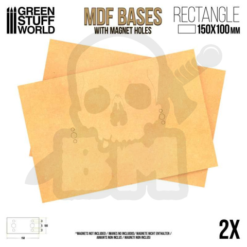 MDF Bases - Prostokąty 100x150 mm 2 podstawki pod figurki