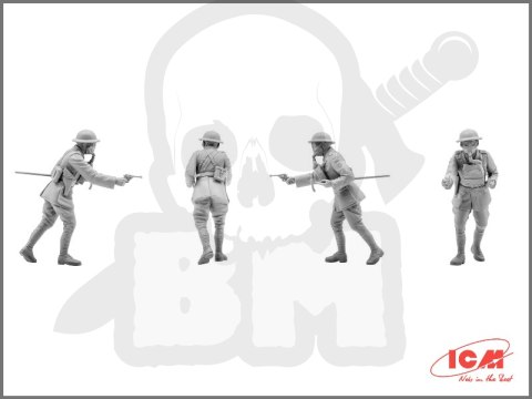 British Infantry in Gas Masks (1917) 4 figures 1:35