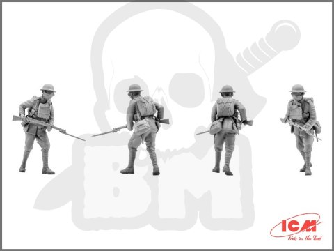 British Infantry in Gas Masks (1917) 4 figures 1:35
