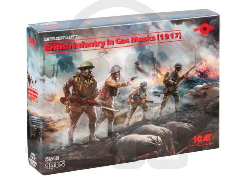 British Infantry in Gas Masks (1917) 4 figures 1:35