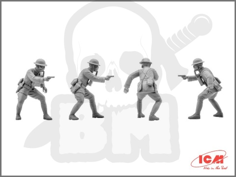 US Infantry Infantry in Gas Masks (1918) 4 figures 1:35