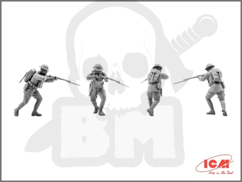 US Infantry Infantry in Gas Masks (1918) 4 figures 1:35