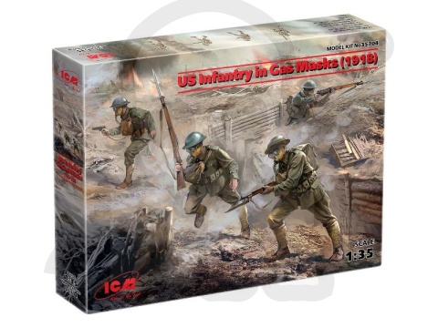US Infantry Infantry in Gas Masks (1918) 4 figures 1:35