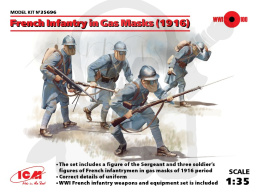 French Infantry in Gas Masks (1918) 4 figures 1:35