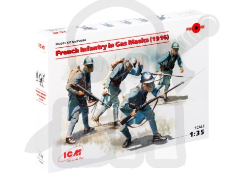 French Infantry in Gas Masks (1918) 4 figures 1:35