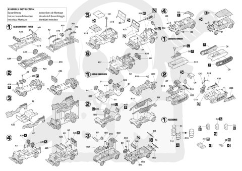WWII Light Military Vehicles Set Kubelwagen Willis Kettenkraftrad 1:72