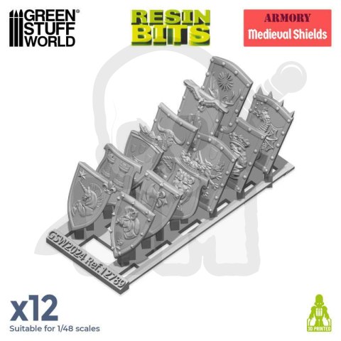 3D printed set - Old World Medieval Shields - tarcze 12 szt.