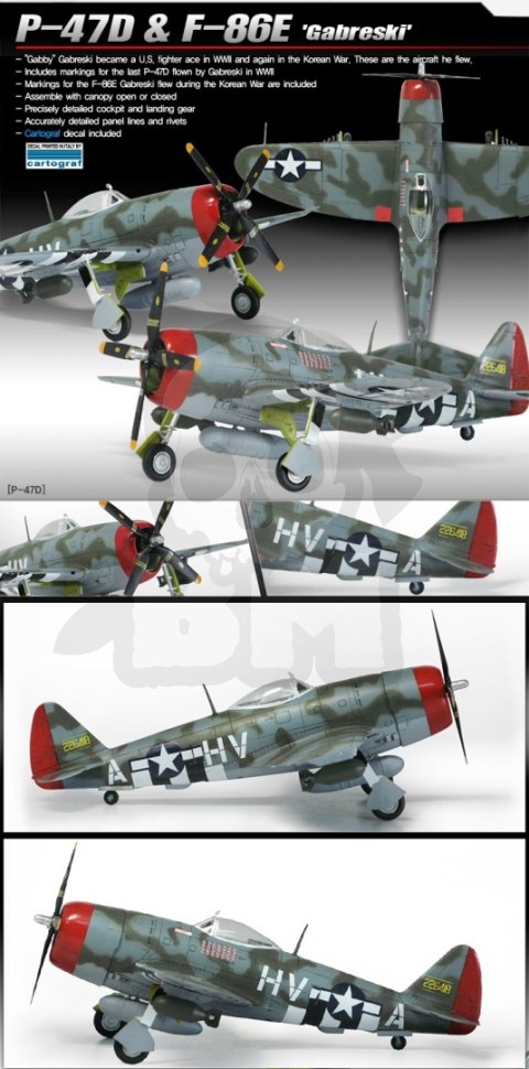 Academy 12530 P-47D & F-86E Gabreski POLSKI AS 34 zwycięstwa 1:72