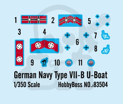 Hobby Boss 83504 German Navy Type VII-B U-Boat 1:350