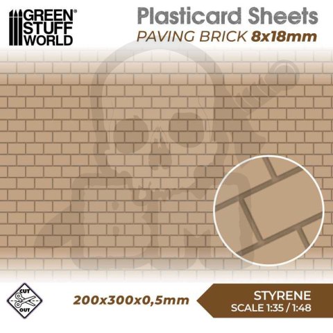 Plasticard - Paving Brick Textured Sheet 8x18mm arkusz A4
