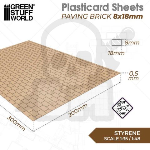 Plasticard - Paving Brick Textured Sheet 8x18mm arkusz A4