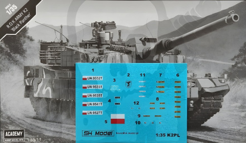 Academy 13511 R.O.K. Army K2 Black Panther 1:35 super gąsienice polskie kalkomanie