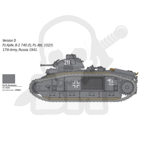 1:56 Francuski czołg ciężki Char B1 Bis II Wojna światowa