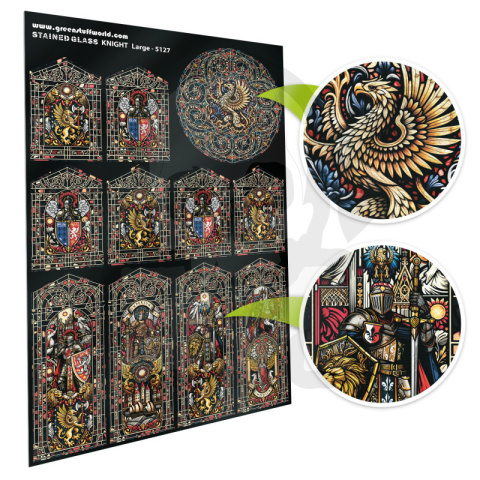 Knight Stained Glass - Large - duże witraże rycerzy