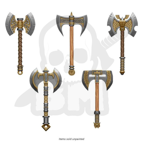 3D printed set - Two Handed Dwarf Axes - dwuręczne topory 10 szt.