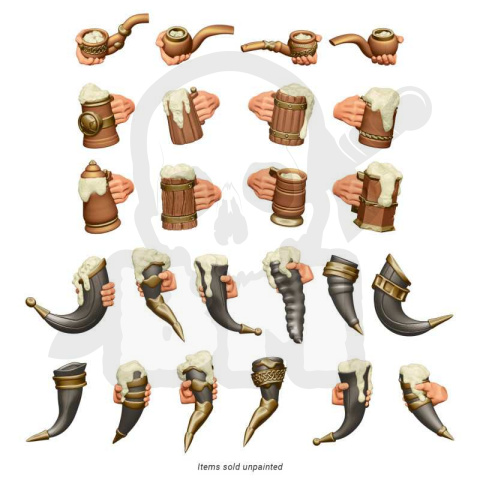 3D printed set - Beer Mugs and Horns - kufle i rogi 24 szt.