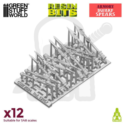 3D printed set - Dwarf Spears - włócznie 12 szt.