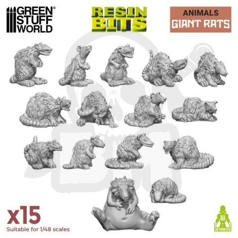3D printed set Giant Rats - wielkie szczury 15 szt.