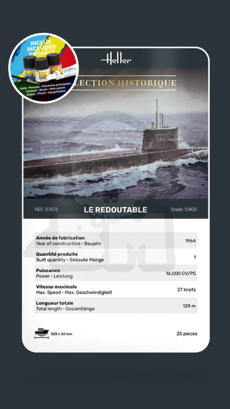 Heller 57075 Starter Set Okręt podwodny Le Redoutable 1:400