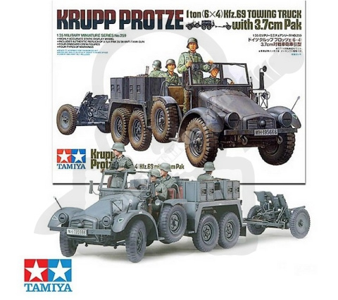 1:35 Tamiya 35259 Krupp Protze 1 ton (6x4) Kfz.69 Towing Truck w/37mm Pak