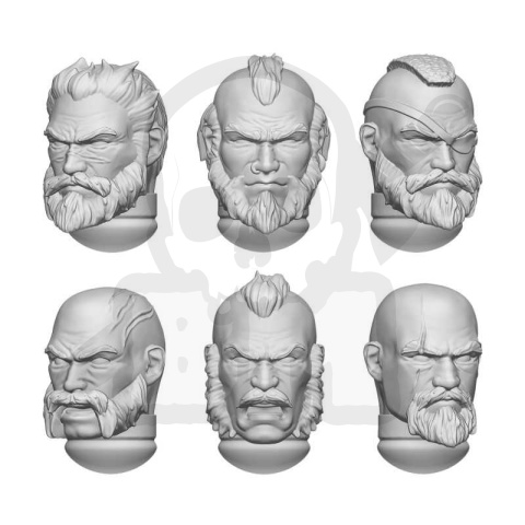 3D printed set - DakkaDakka - Norsemen Heads - główki 10 szt.