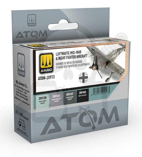 Ammo Mig 20913 ATOM Luftwaffe Mid-War And Night Fighter Aircraft zestaw farb 4x20ml