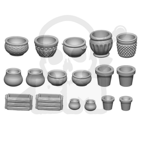 3D printed set - Plant Pot Resin set żywiczne doniczki 17 szt.