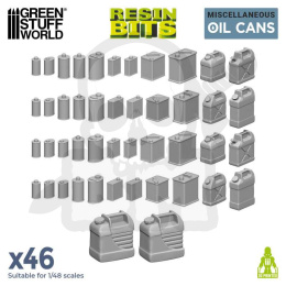 3D printed set - Resin Oil Cans - puszki pojemniki na olej 46 szt.